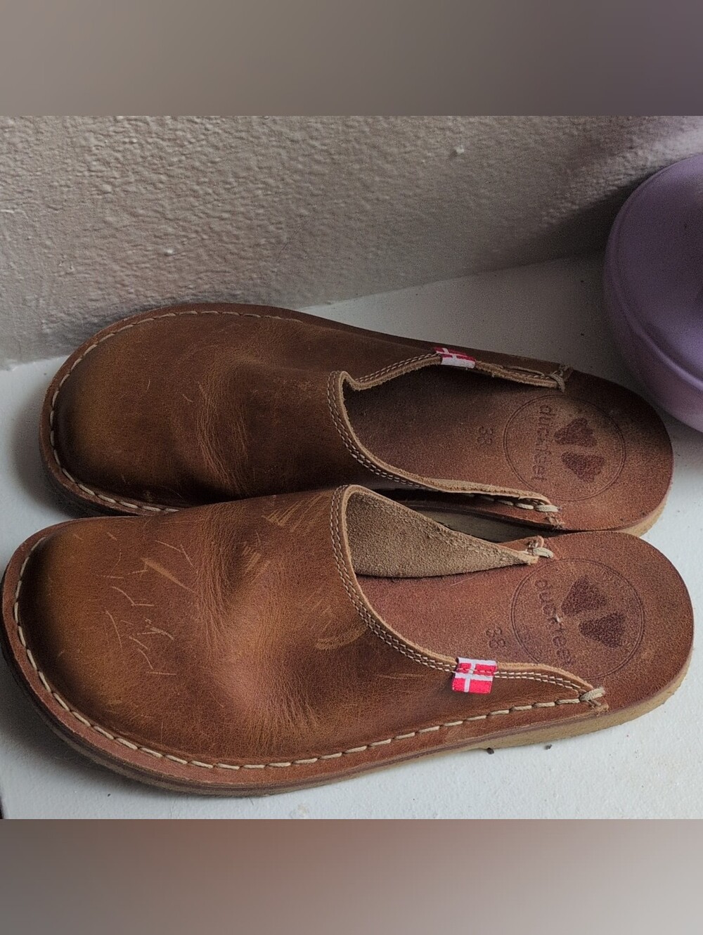 Duckfeet 38 Blavand Brown Leather Slip-On Clogs